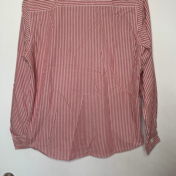 Vintage 90s women's red white striped embroidered Santa long sleeve shirt US 8 - Picture 7 of 10